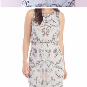 Adrianna Papell beaded cocktail dress light blue
